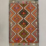 Vintage Turkish Mini Kilim 90x51 cm Wool Small Kelim Runner, shabby Chic