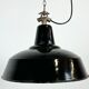 Industrial Black Enamel Factory Lamp with Cast Iron Top, 1950s