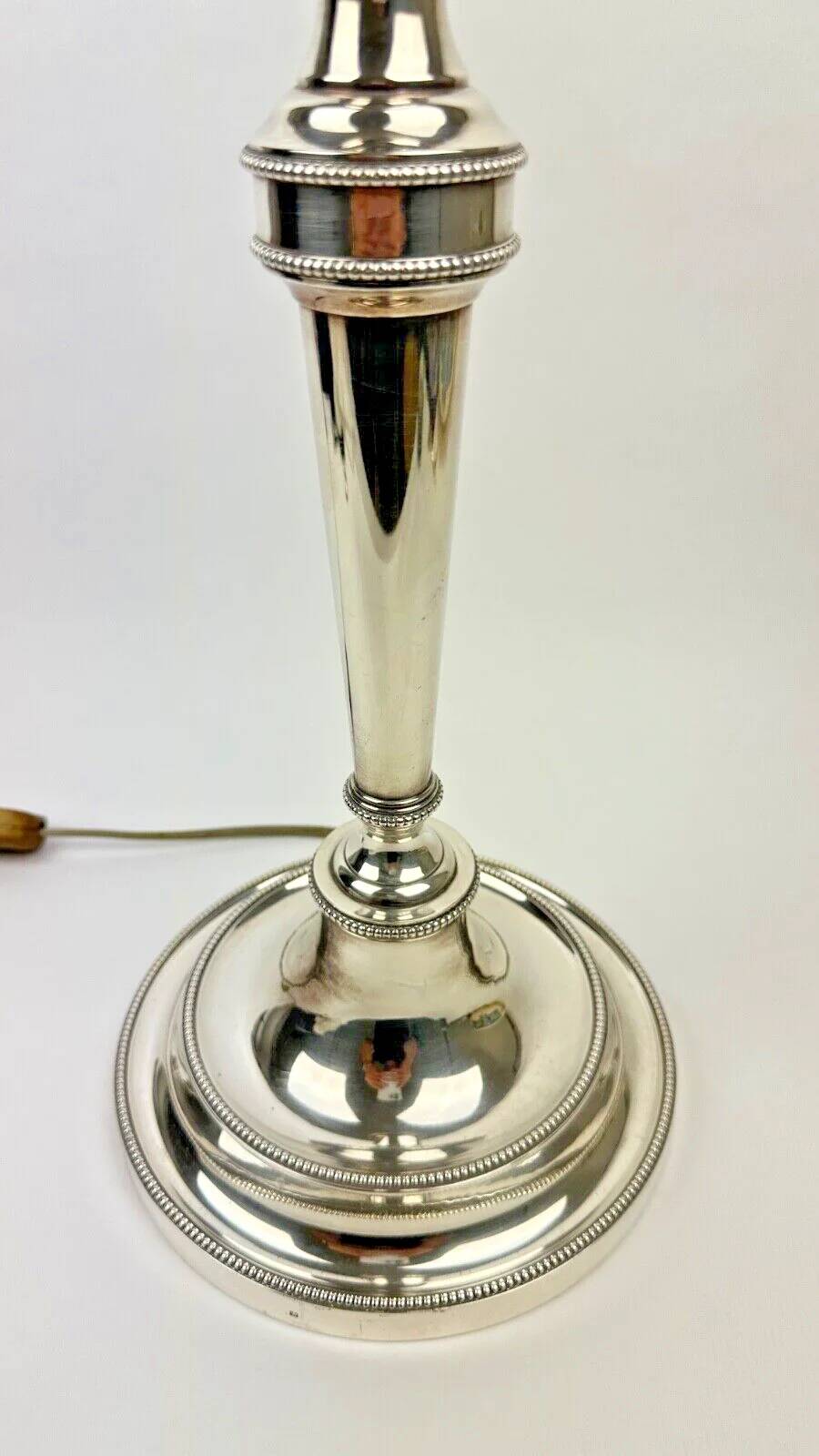 Silver-plated bronze lamp base, candlestick converted into a lamp, H. 53.5 cm