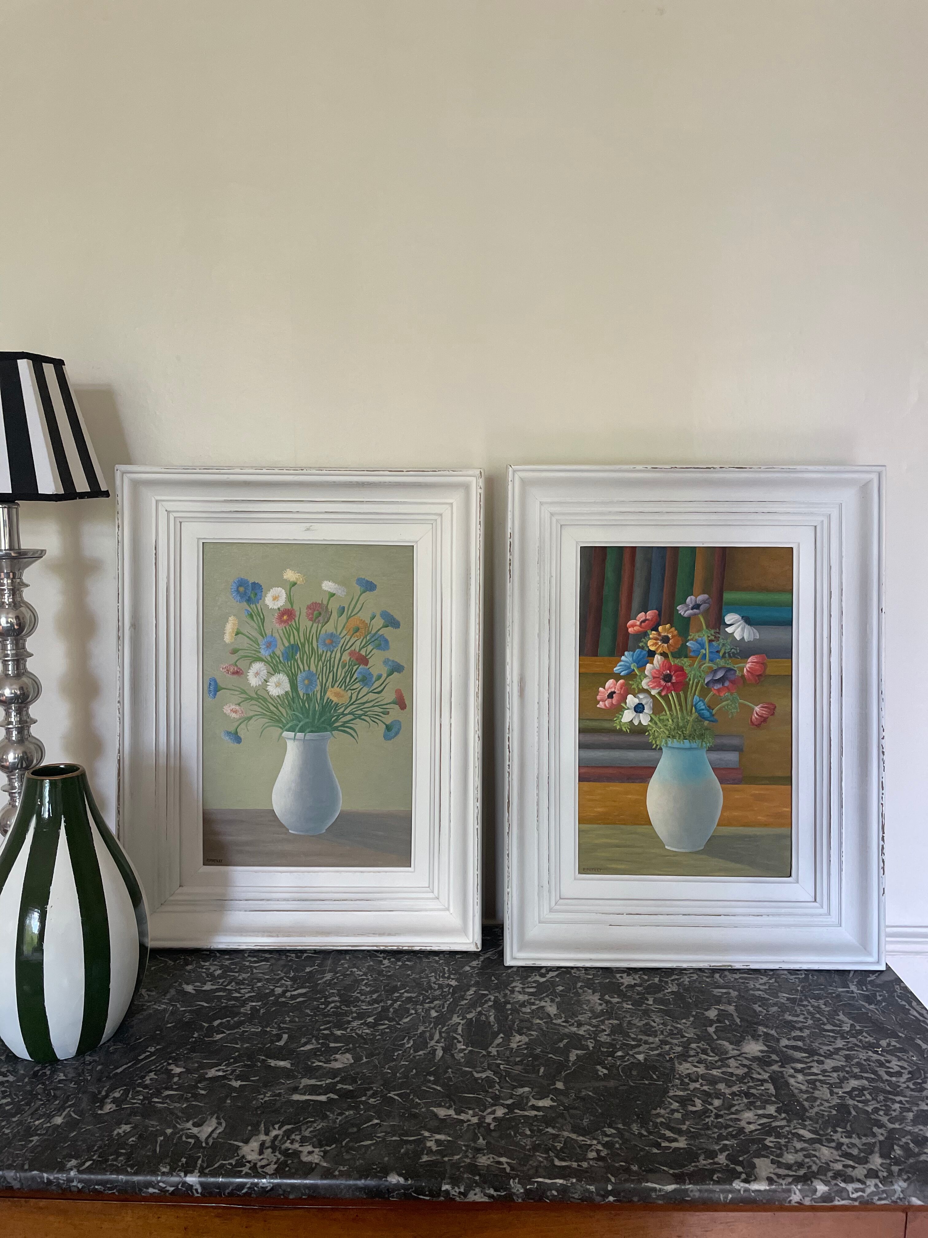 Old painting bouquet of anemones