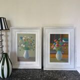 Old painting bouquet of anemones