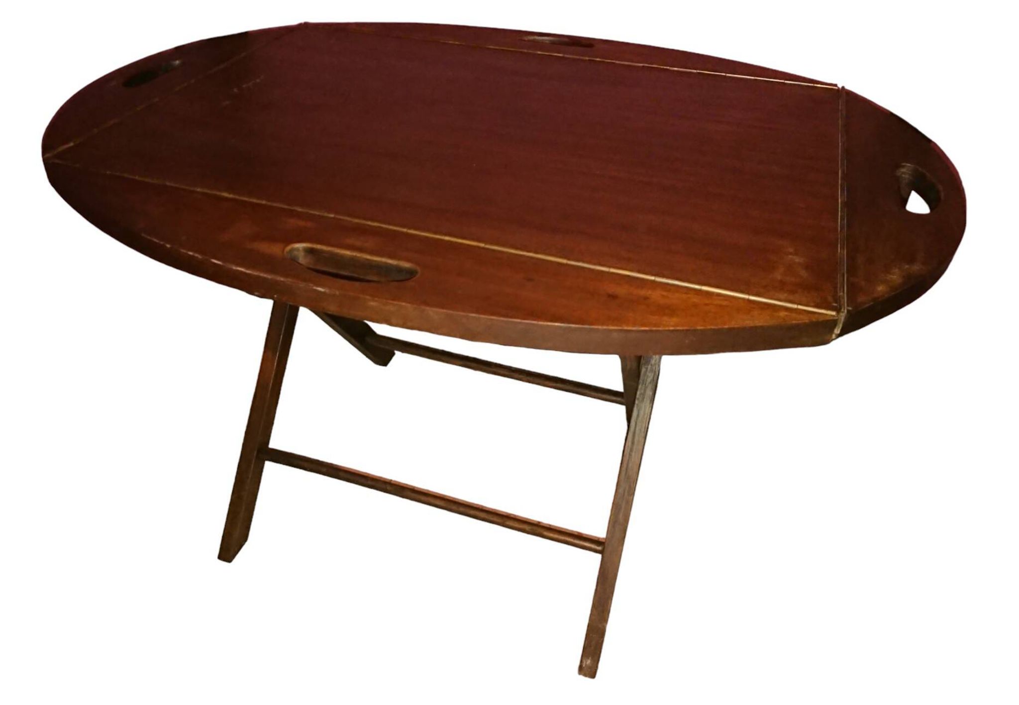 Teak wood coffee table, oval shape, folding boat style 1970