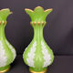 Pair of green and white opaline vases, attributed to Baccarat, period