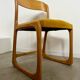 Set of 7 Baumann sled chairs in wood and mustard yellow fabric, 1960s