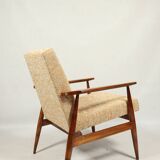 Fauteuil de salon vintage jaune bohème, style milieu du siècle