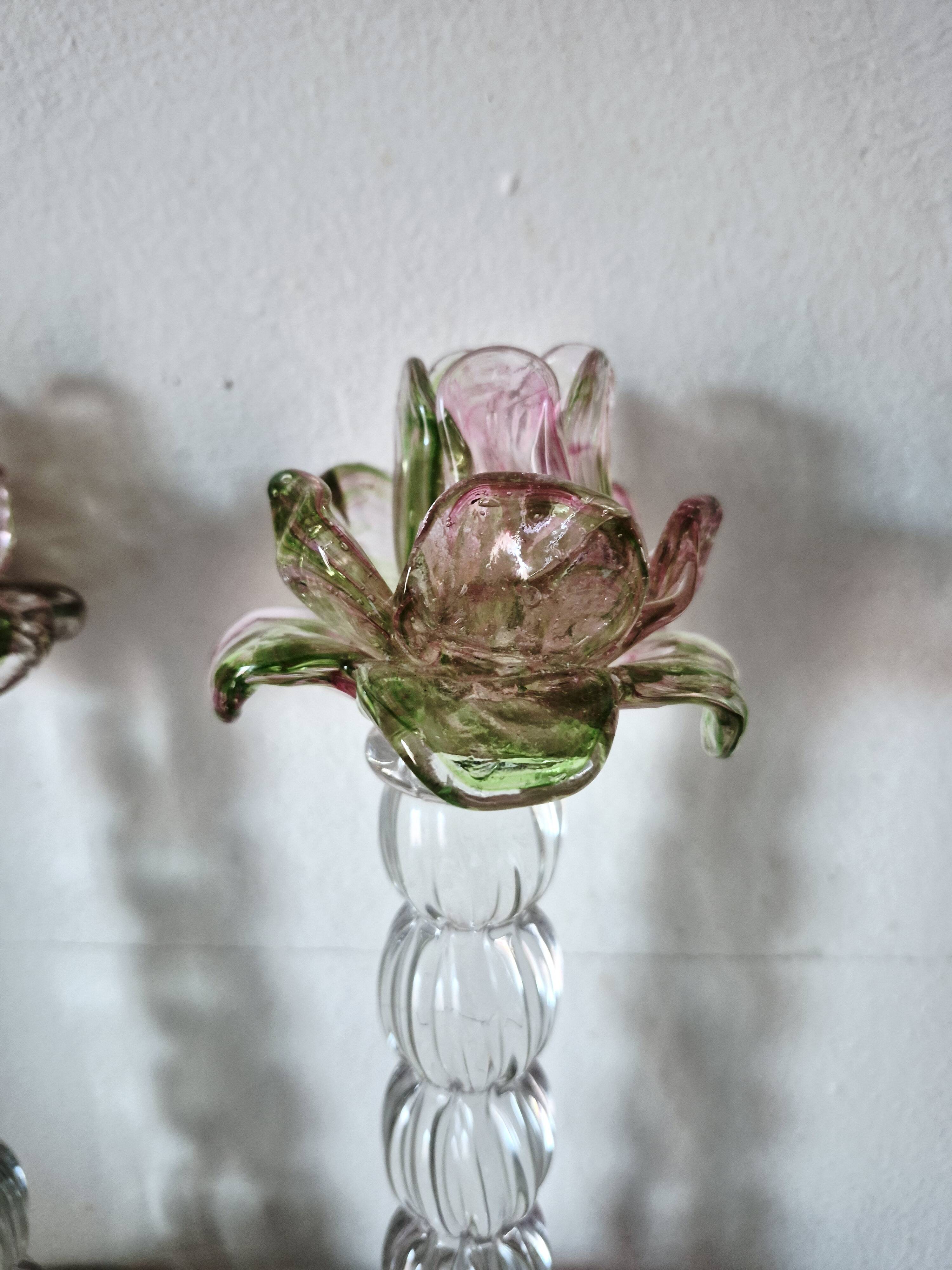 Pair of Murano Salviati candle holders