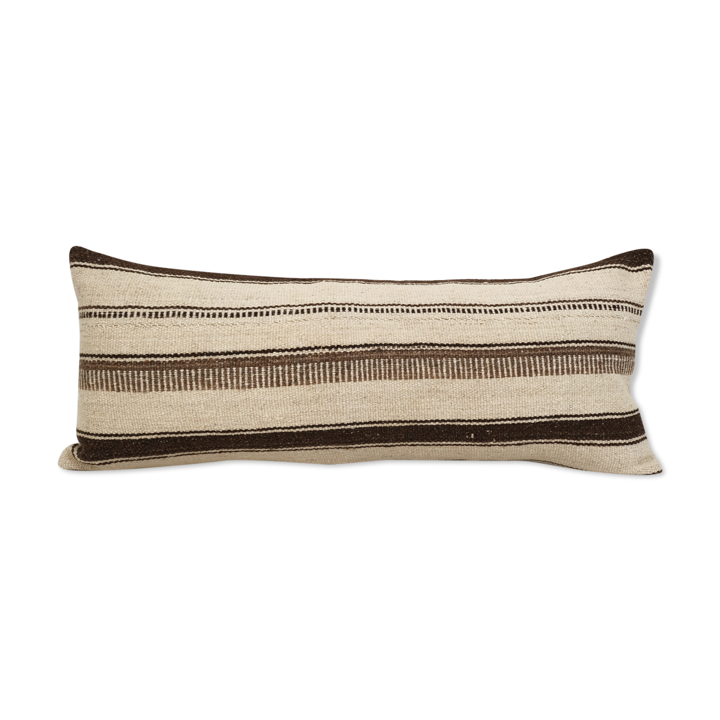 16" x 38" handmade extra long rectangular wool kilim pillow cover, organic undyed hippie bench