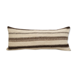 16" x 38" handmade extra long rectangular wool kilim pillow cover, organic undyed hippie bench