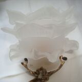 Pair of sconces Angels Cherubs Bronze Gilded Tulips Cut Glass