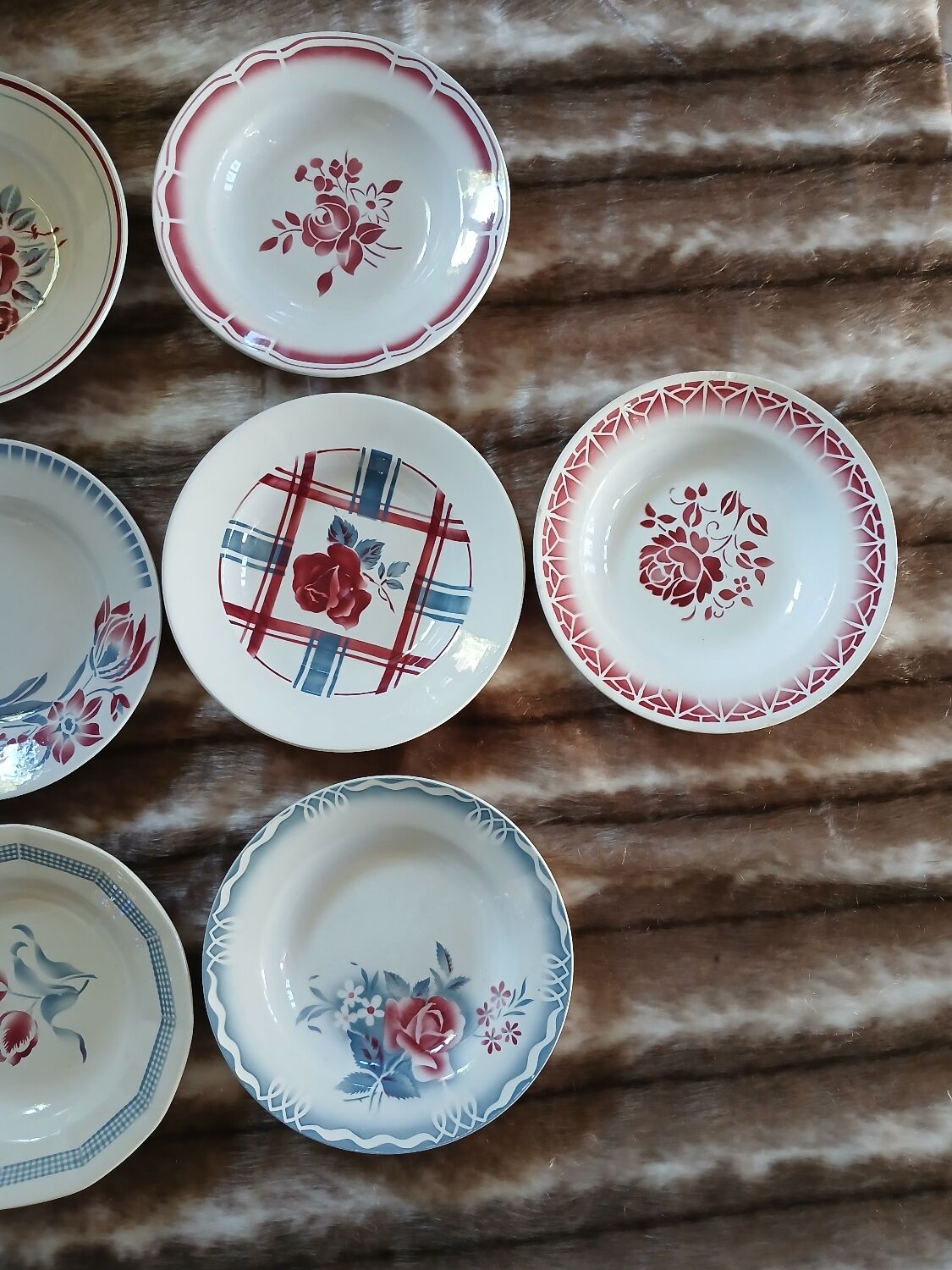 16 mismatched antique deep plates
