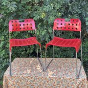 Omstak chair by Rodney Kinsman, vintage red metal.