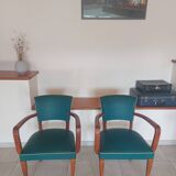 pair of green bridge armchairs