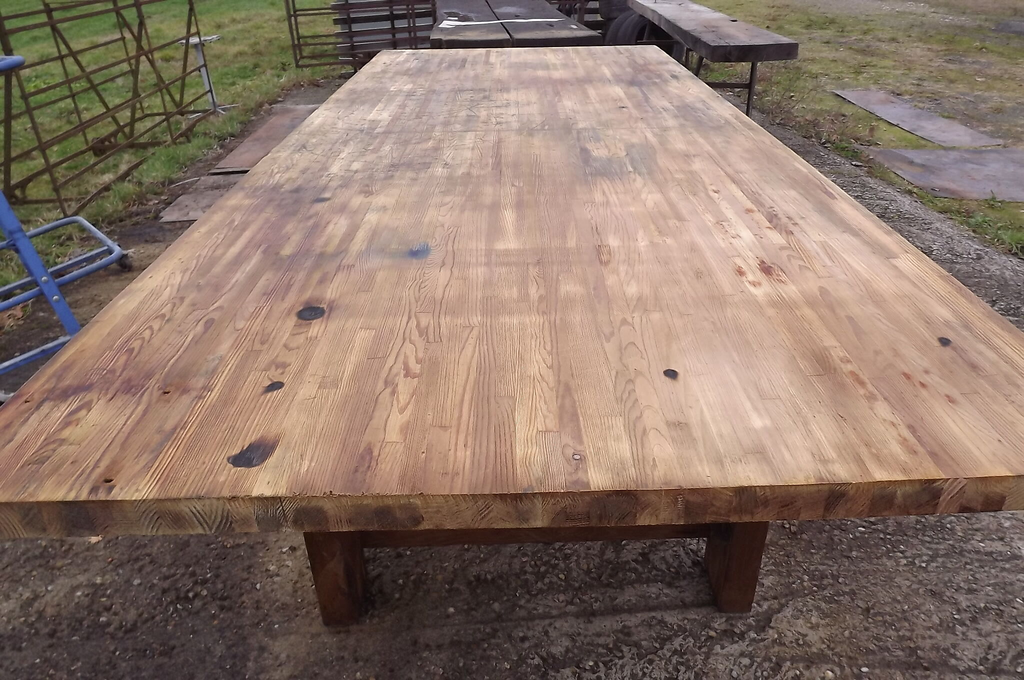 Garage established old pine table