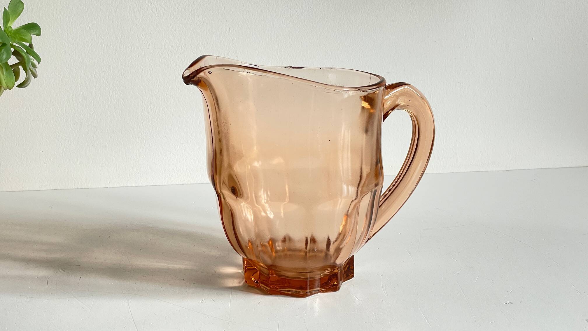 Vintage amber-pink glass pitcher 1 liter