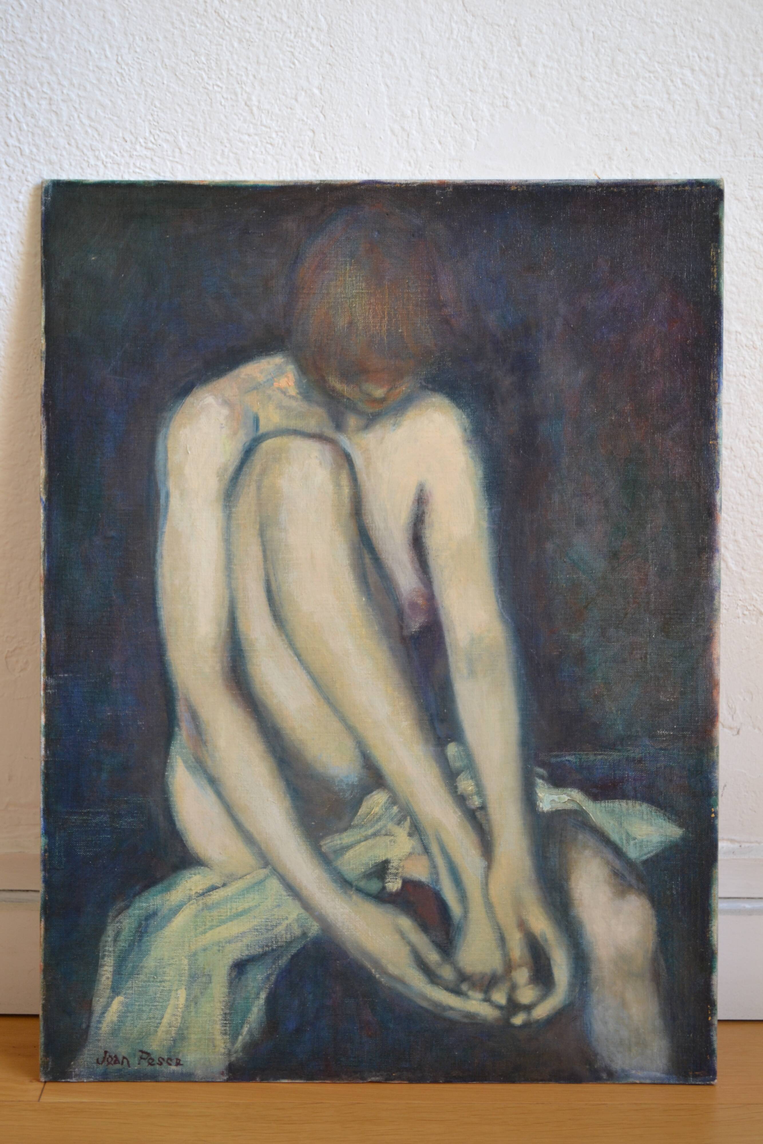 Jean Pesce (1926) painting "nude with bent leg" HSP