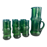 Service a eau carafe et verre vert vintage