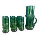 Service a eau carafe et verre vert vintage