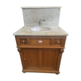 Antique Art Nouveau washbasin cabinet in wood and marble C. Gervais Lyon