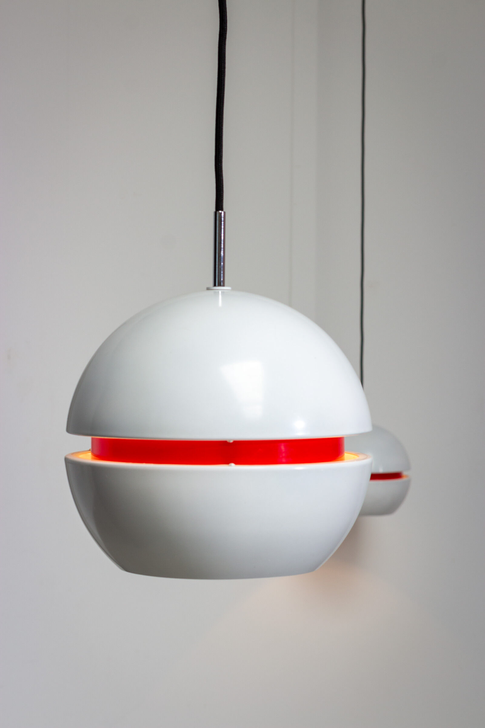 Pair of pendant lamps by Stilnovo Italy 1950