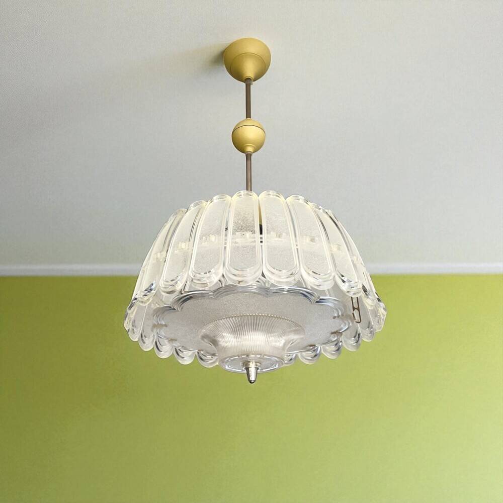 Mid century modern plexiglass chandelier 1970s