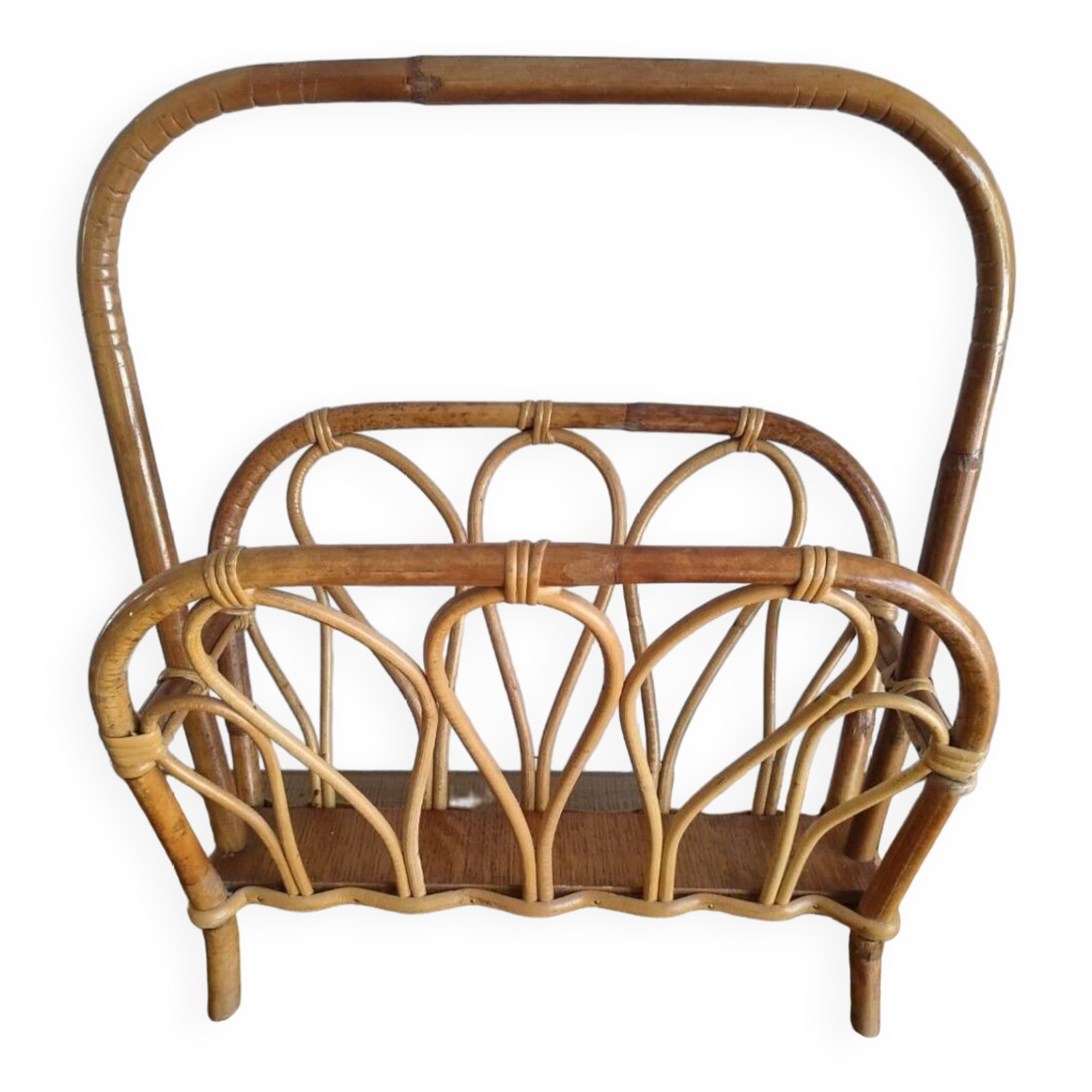 Porte-revue en rotin, années 1960