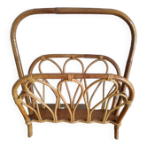Rattan / Wicker Magazine Rack - Curved Shapes - Vintage - Old - 1960s