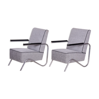 Pair of grey 1930s Armchairs made in Czechia