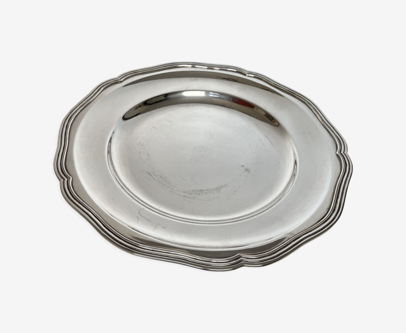 Plat rond en métal argenté