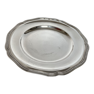 Plat rond en métal argenté