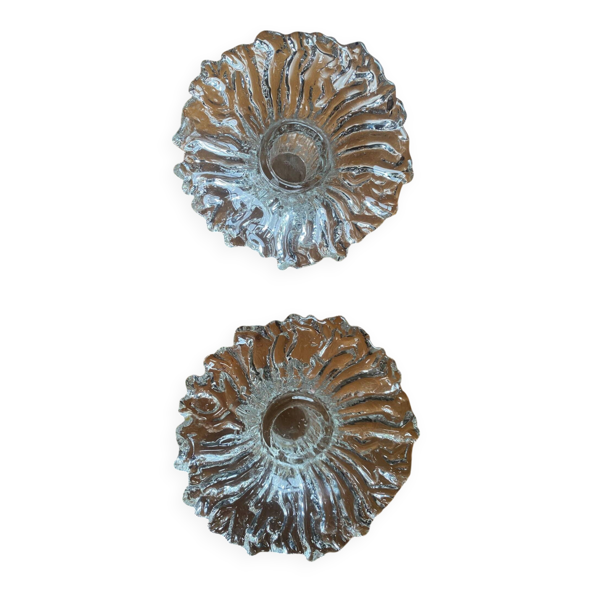 Pair of vintage Scandinavian sunflower candlesticks from the 70s