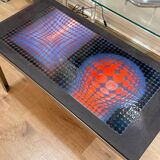 Vintage Op Art design table – Vasarely style