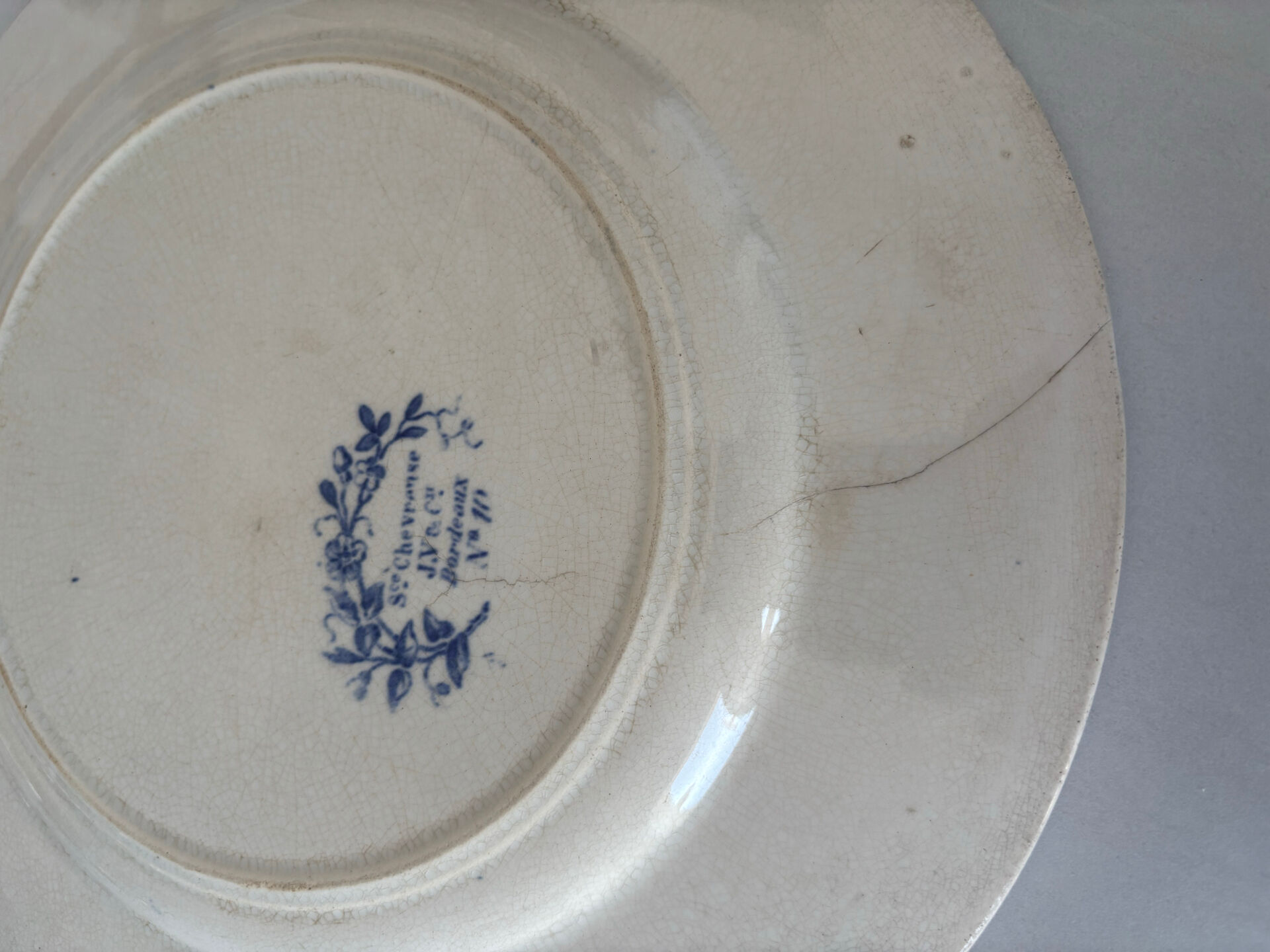 Antique blue night ironstone plate with floral pattern | Earthenware