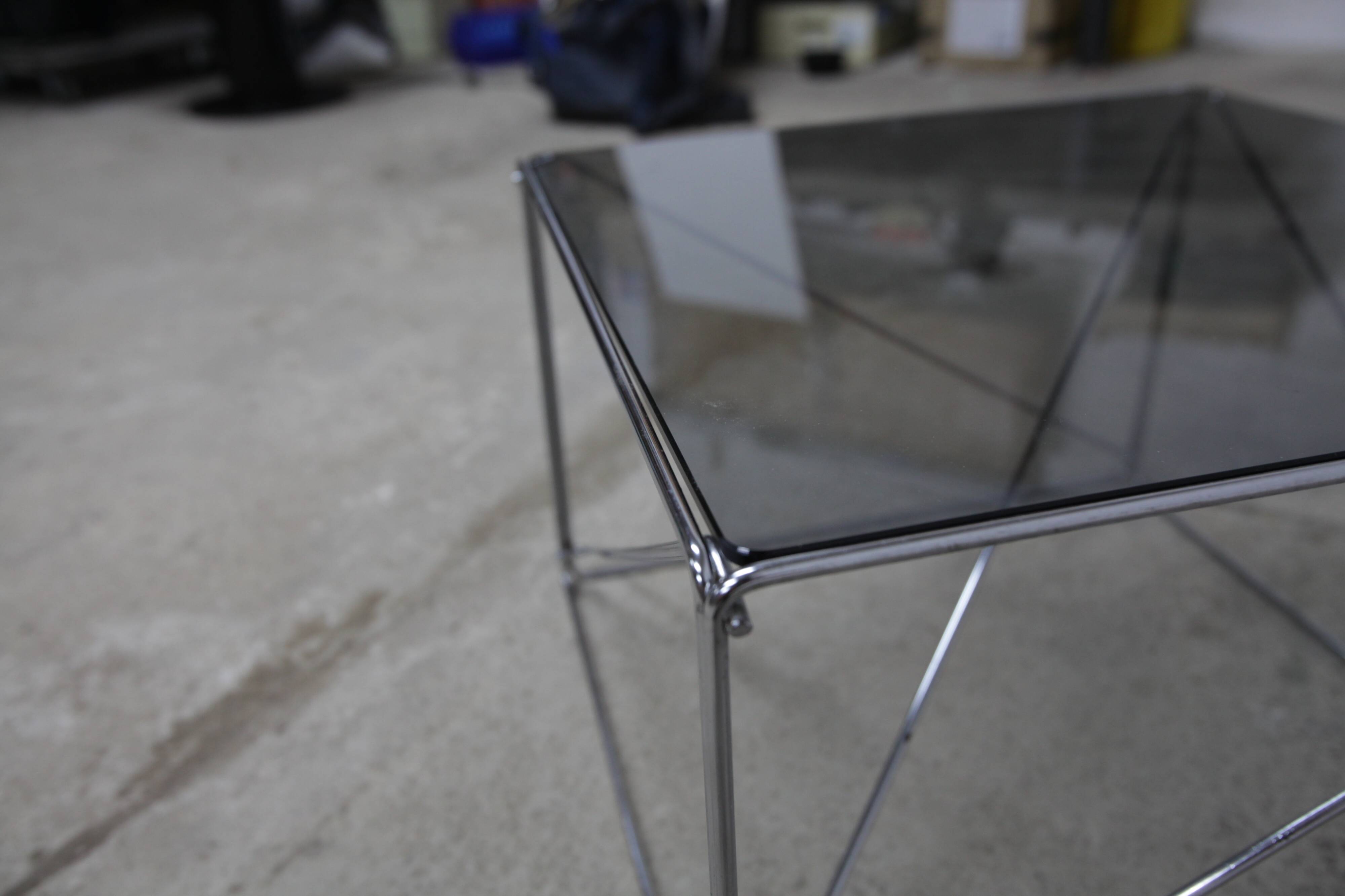 Coffee table by max Sauze Isocèle collection 1970 new smoked glass top