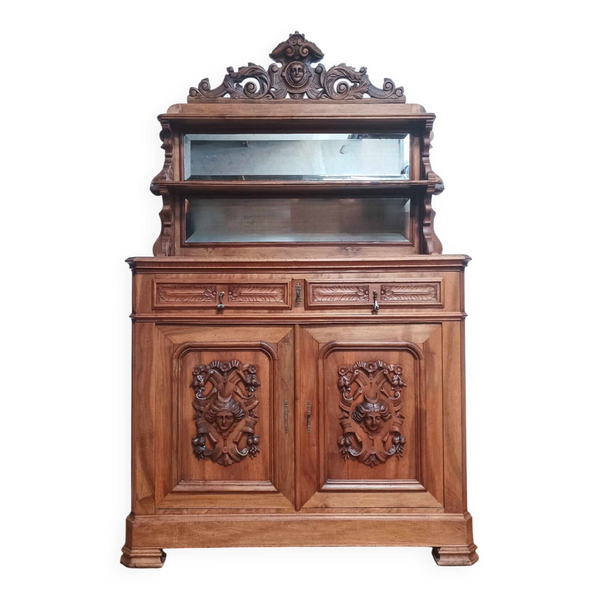 19th-century walnut Saint Hubert buffet