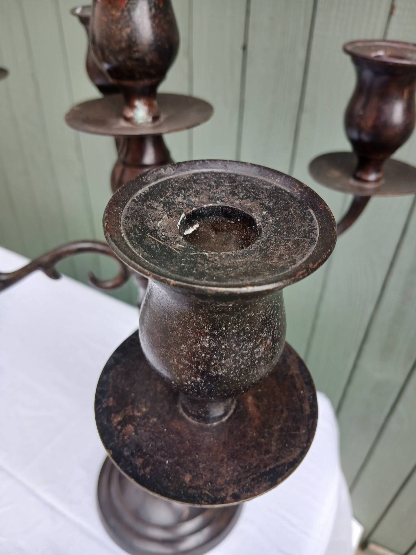 Pair of 5-light metal candlesticks