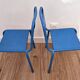 Pair of vintage blue metal school chairs – 1960s