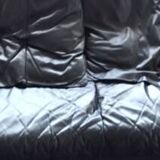 Gerard Guermonprez black leather sofa, cocooning sofa