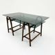 Bureau en rotin double plateau en verre fumé, années 70.