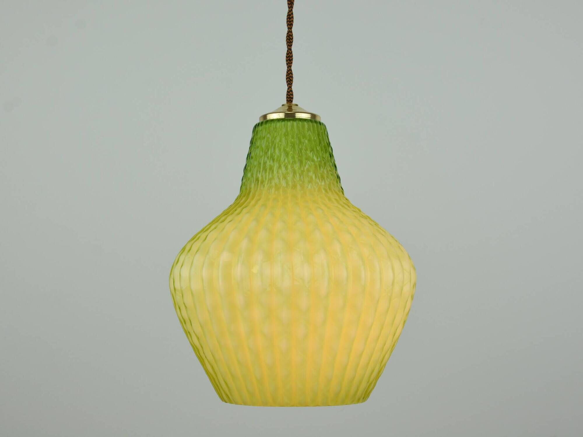 Old Rewired Green Textured Glass Pendant