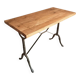 Vintage French Bistro Table | 1960s/70s Oak Top & Cast Iron Base | Retro Coffee & Wine Table