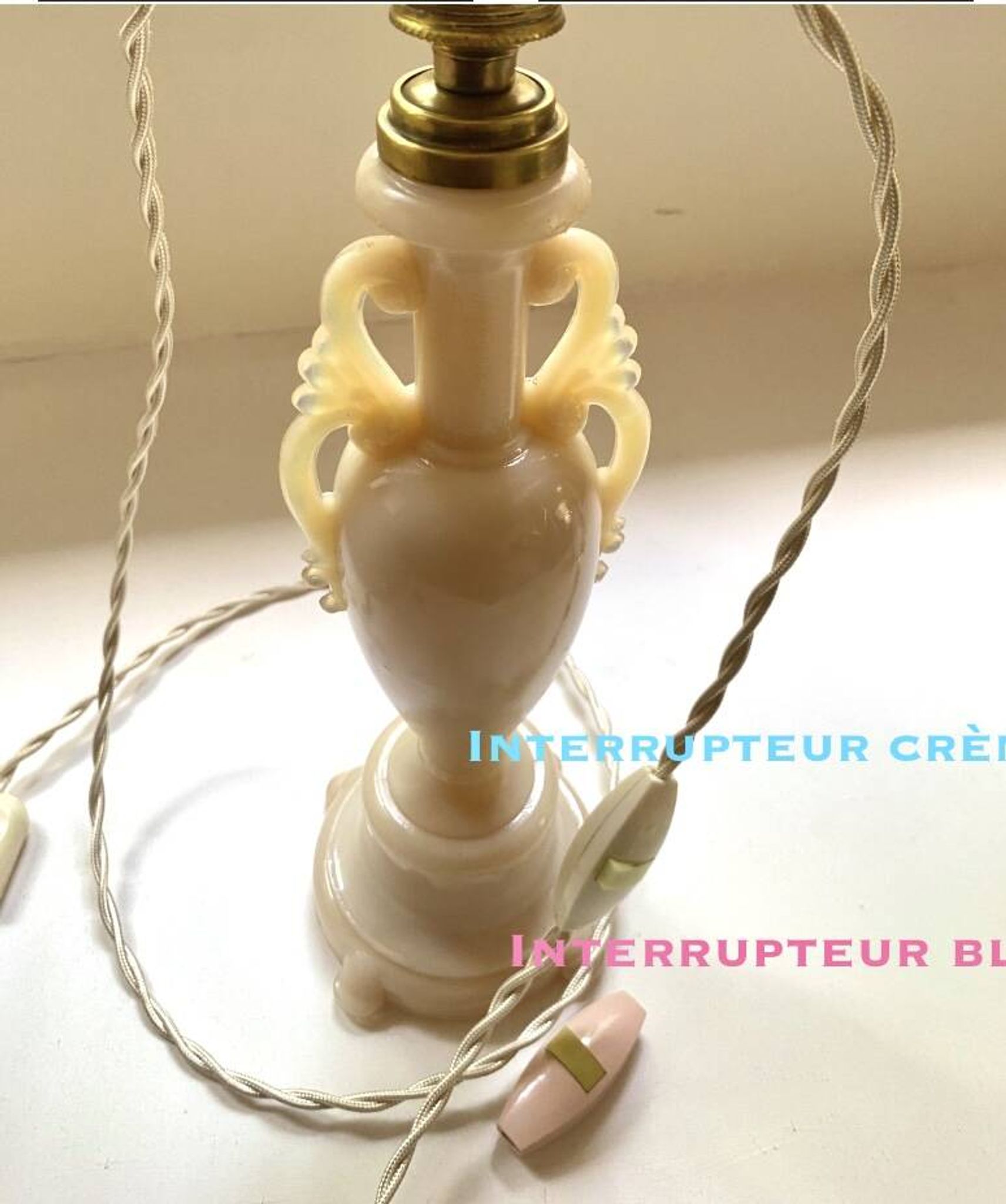 Glass lamp, 2M fabric cable, cotton lampshade