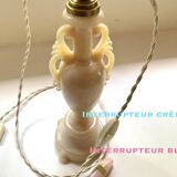 Lampe verre, câble tissu 2 M, abat-jour coton