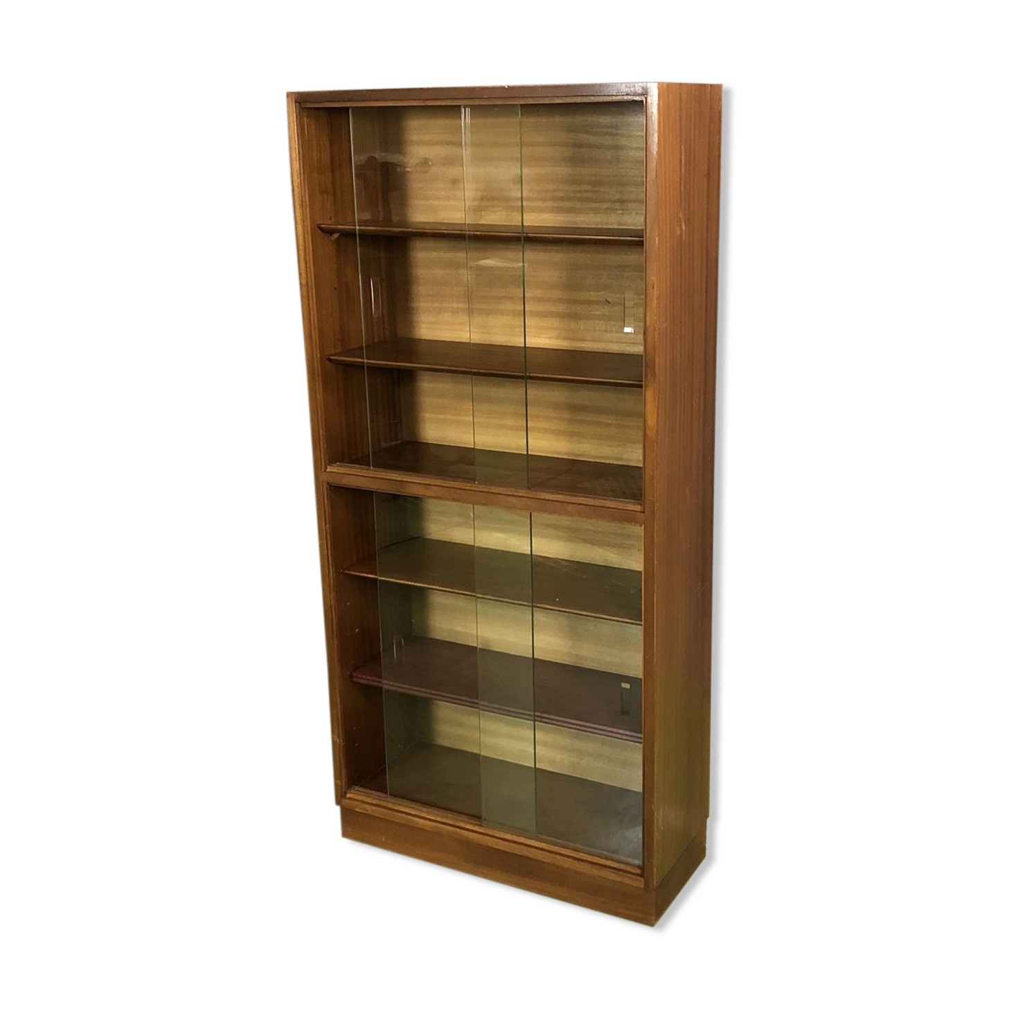 Display with sliding doors in mahogany - 50s