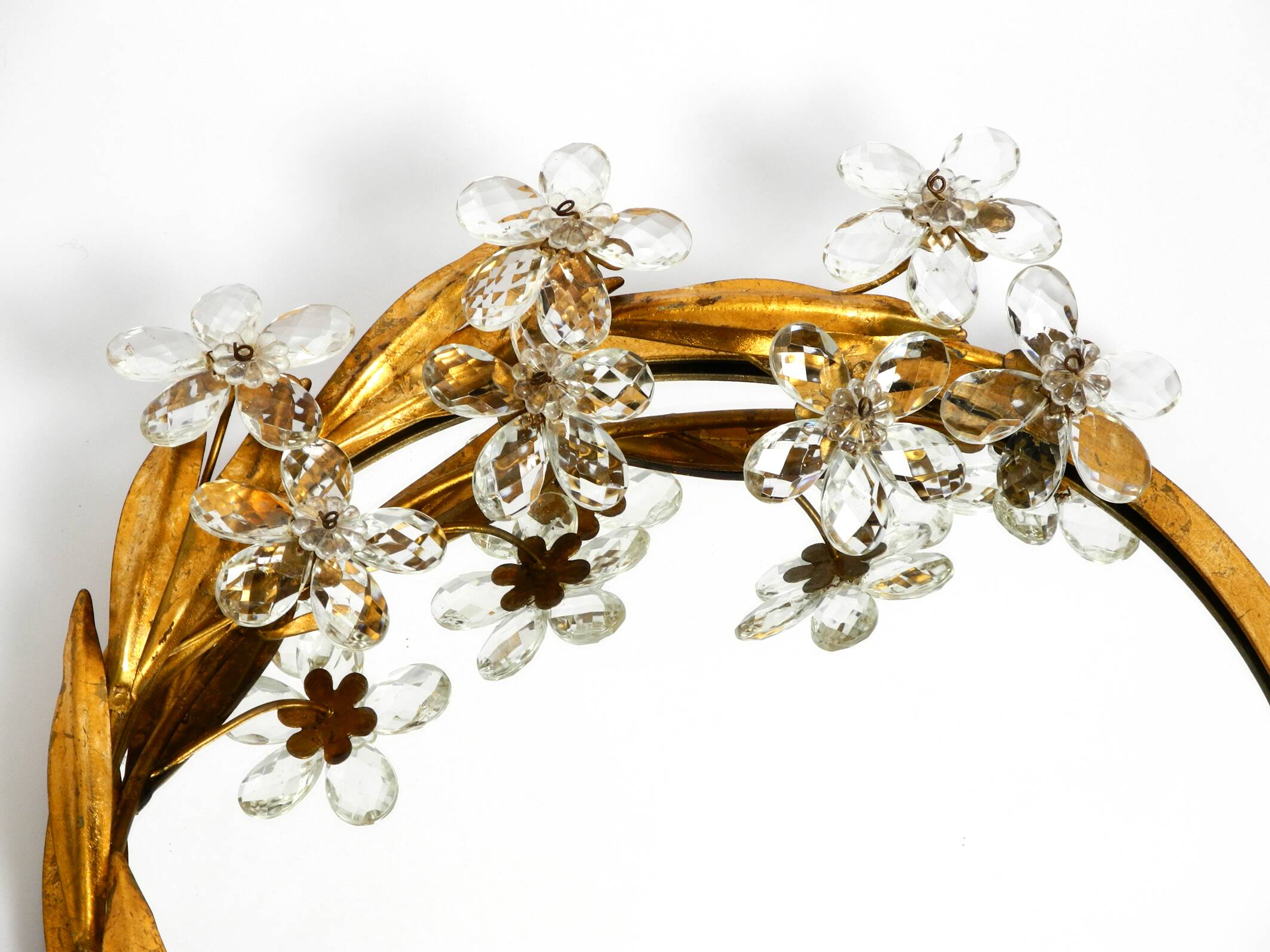 Metall wall mirror and matching shelf gold plated plated by Banci Firenze