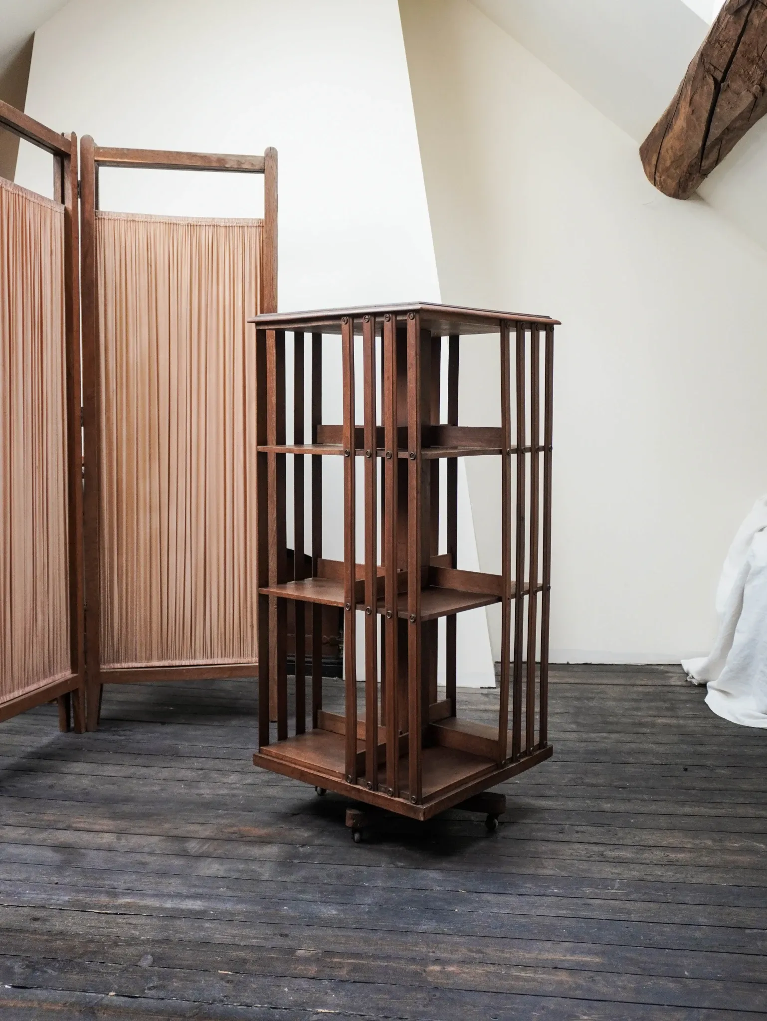 Rotating wooden library from the early 20th century.
