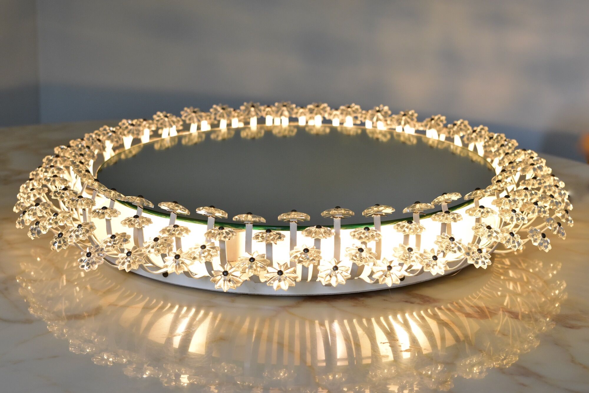 Round Backlit Mirror by Emil Stejnar for Rupert Nikoll Austria 1950s 58cm