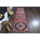 1970s Vintage Turkish Oushak Handmade Wool Cotton Pink Runner Rug 81x315