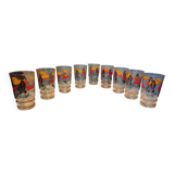 9 large vintage Miro water glasses, h=11cm