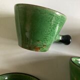 Set of 5 cups in green glazed clay Dieulefit 1960