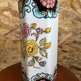 Old hexagonal vase v v carraresi ceramic white decoration flowers vintage